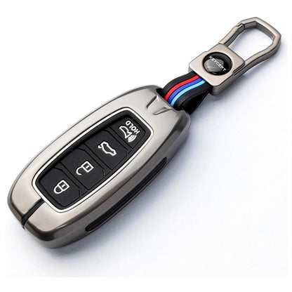 keycept metal alloy zinc gun key cover verna i20 4 button smart shell case keychain accessories silver 