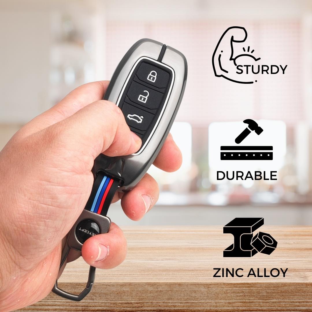 keycept metal alloy zinc gun key cover verna i20 4 button smart shell case keychain accessories silver 