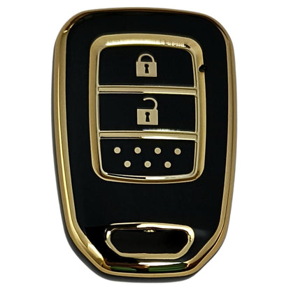 honda city jazz amaze 2 button remote tpu black gold key cover case accessories