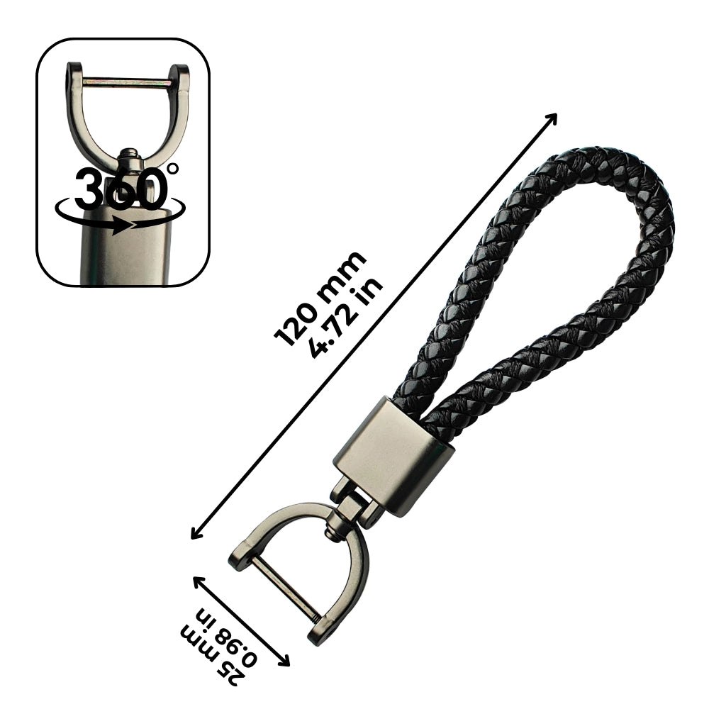 Braided PU Rope Hook with Zinc Alloy Keychain. (Type 6)