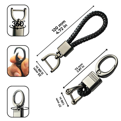 Keycept™ Braided Keychain Leather Strap Keychain & PU Rope Hook with Zinc Alloy. (Type 4 & 6)