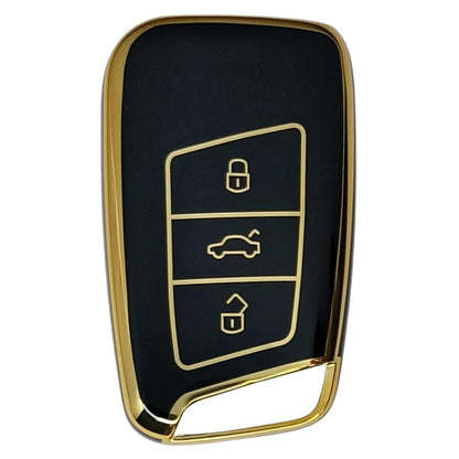 skoda kushaq smart 3 button tpu black gold key accessories