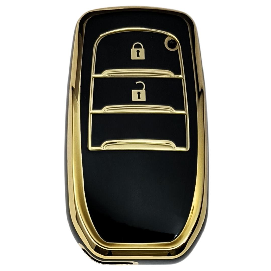 toyota fortuner innova crysta 2b  button smart tpu black gold key cover case accessories