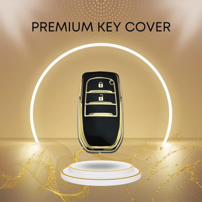 toyota fortuner innova crysta 2 button smart tpu black gold key cover case