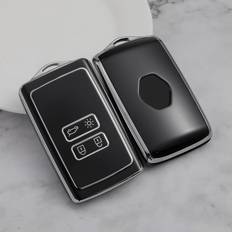 renault triber kiger smart 4 button tpu key cover case accessories  black silver