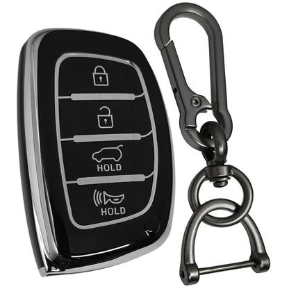 elantra 4b smart tpu black  silver key cover case keychain