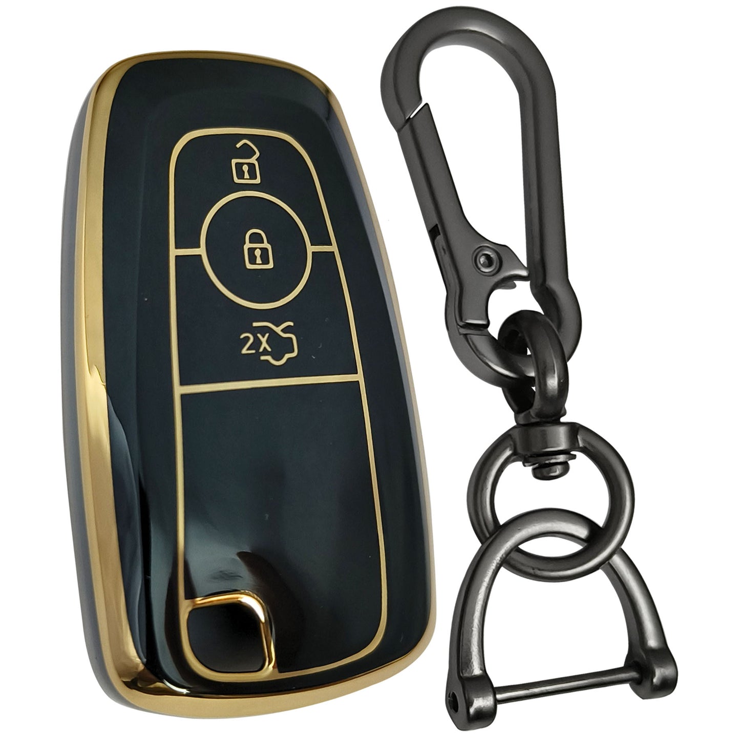ford figo aspire endeavour 3b smart tpu black gold car key case keychain