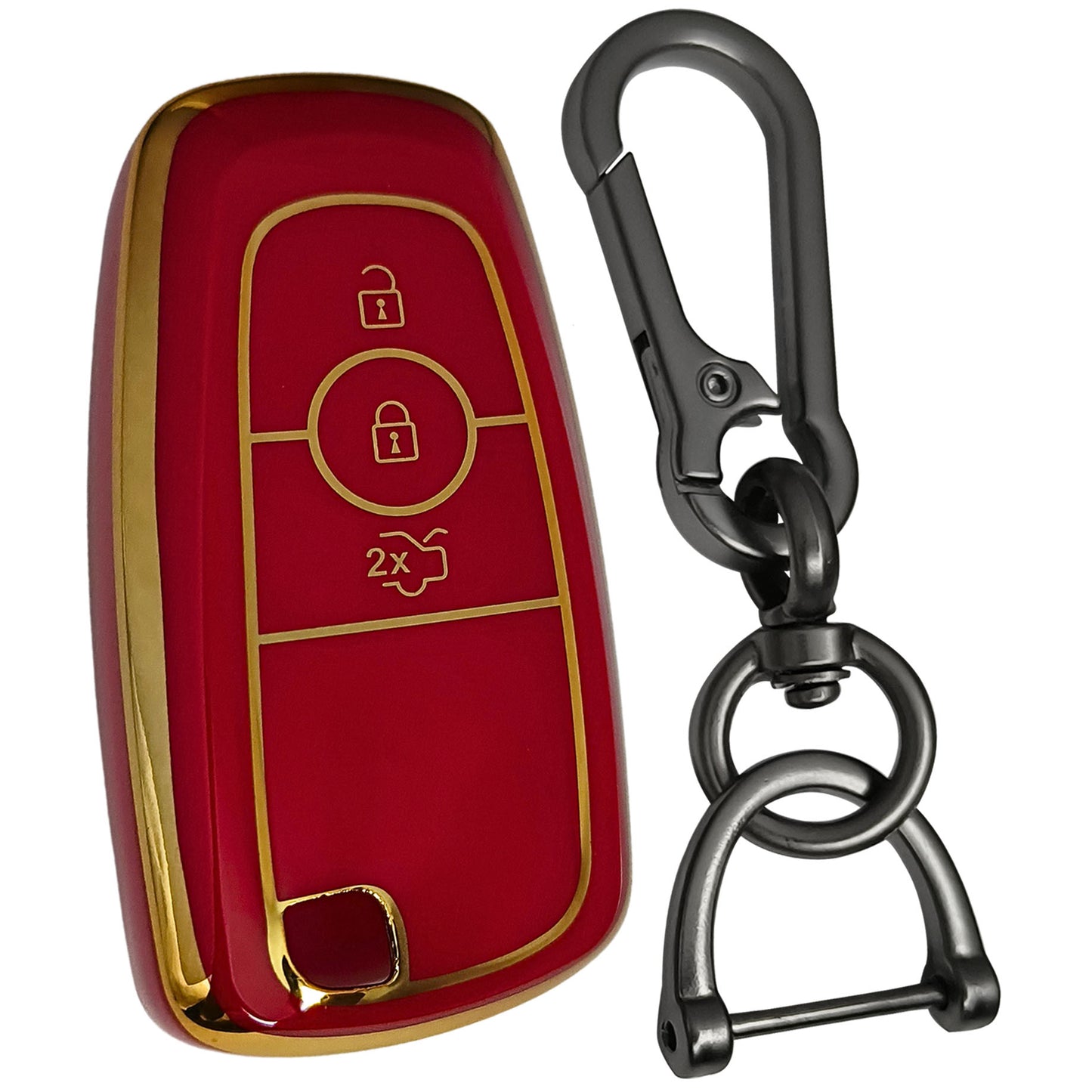 ford figo aspire endeavour 3b smart tpu red gold key case keychain
