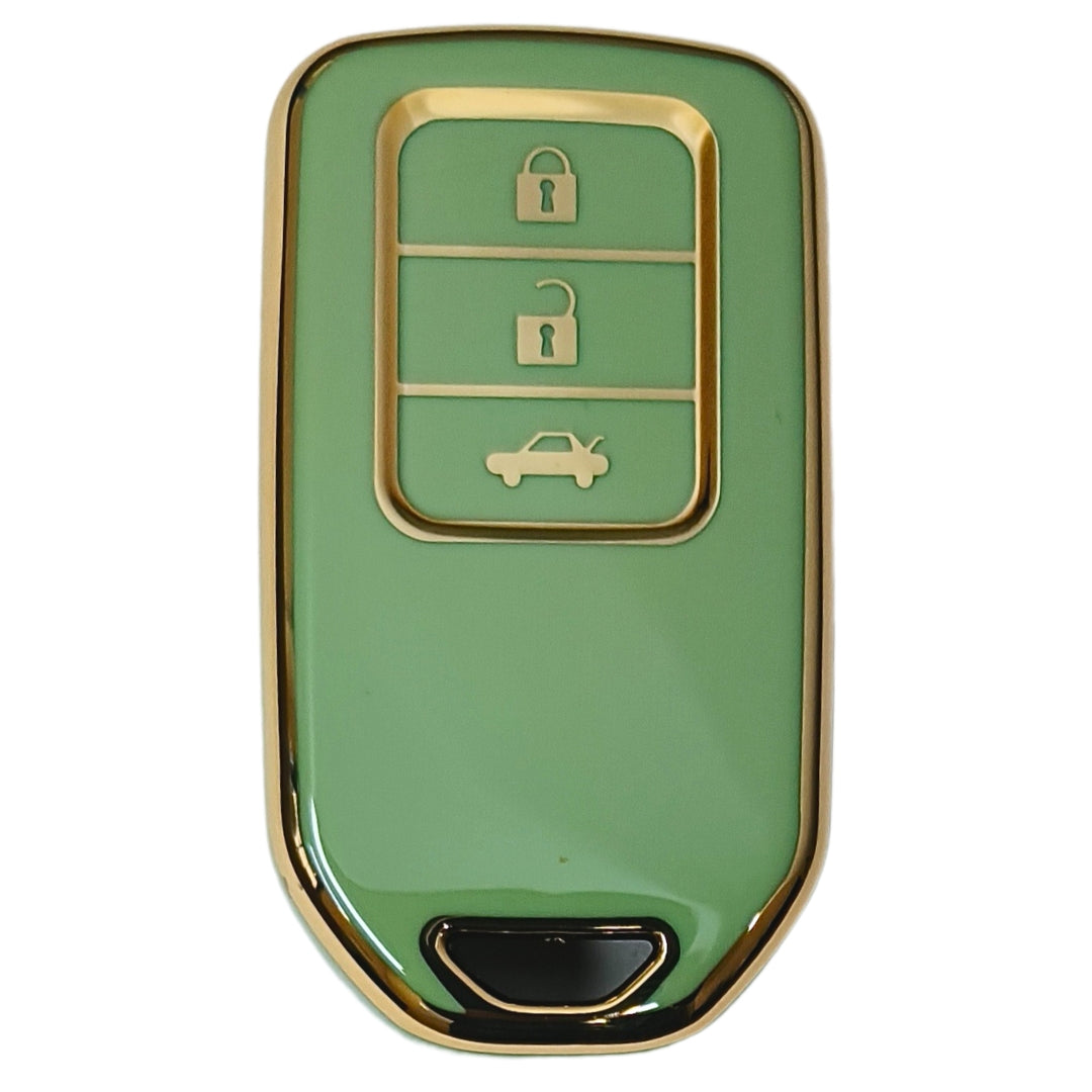 honda accord amaze jazz cr-v wr-v 3 button smart tpu green gold key cover
