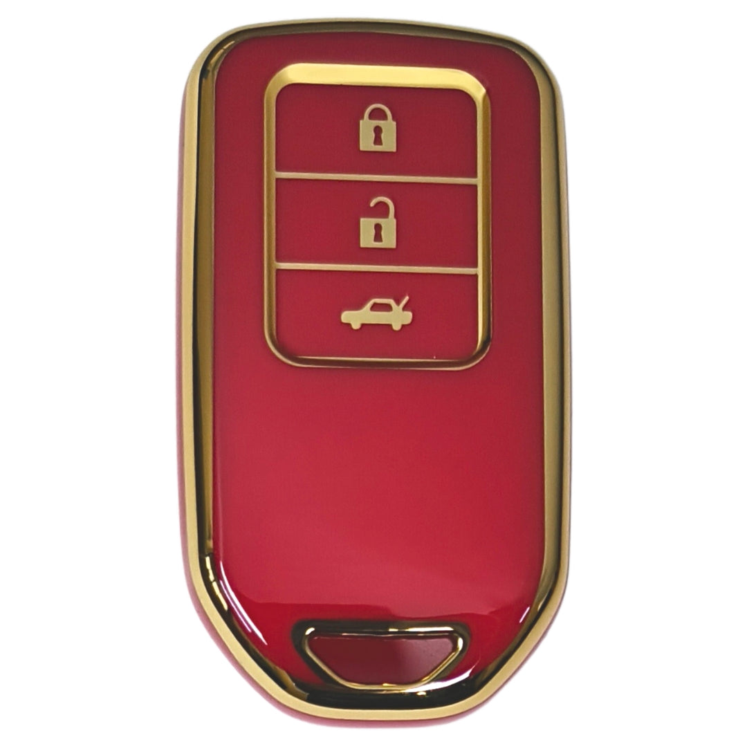 honda accord amaze jazz cr-v wr-v 3 button smart tpu red gold key cover