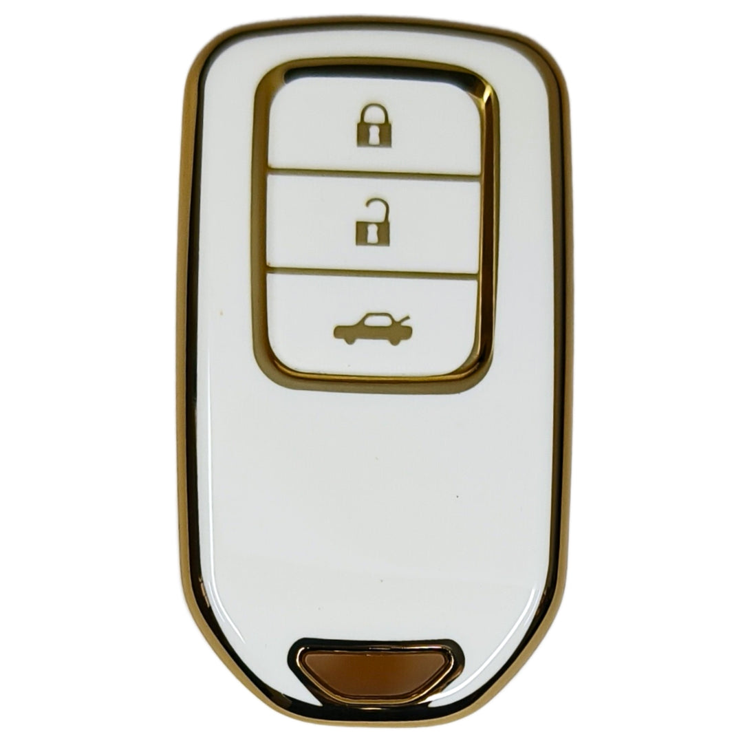 honda accord amaze jazz cr-v wr-v 3 button smart tpu white gold key case