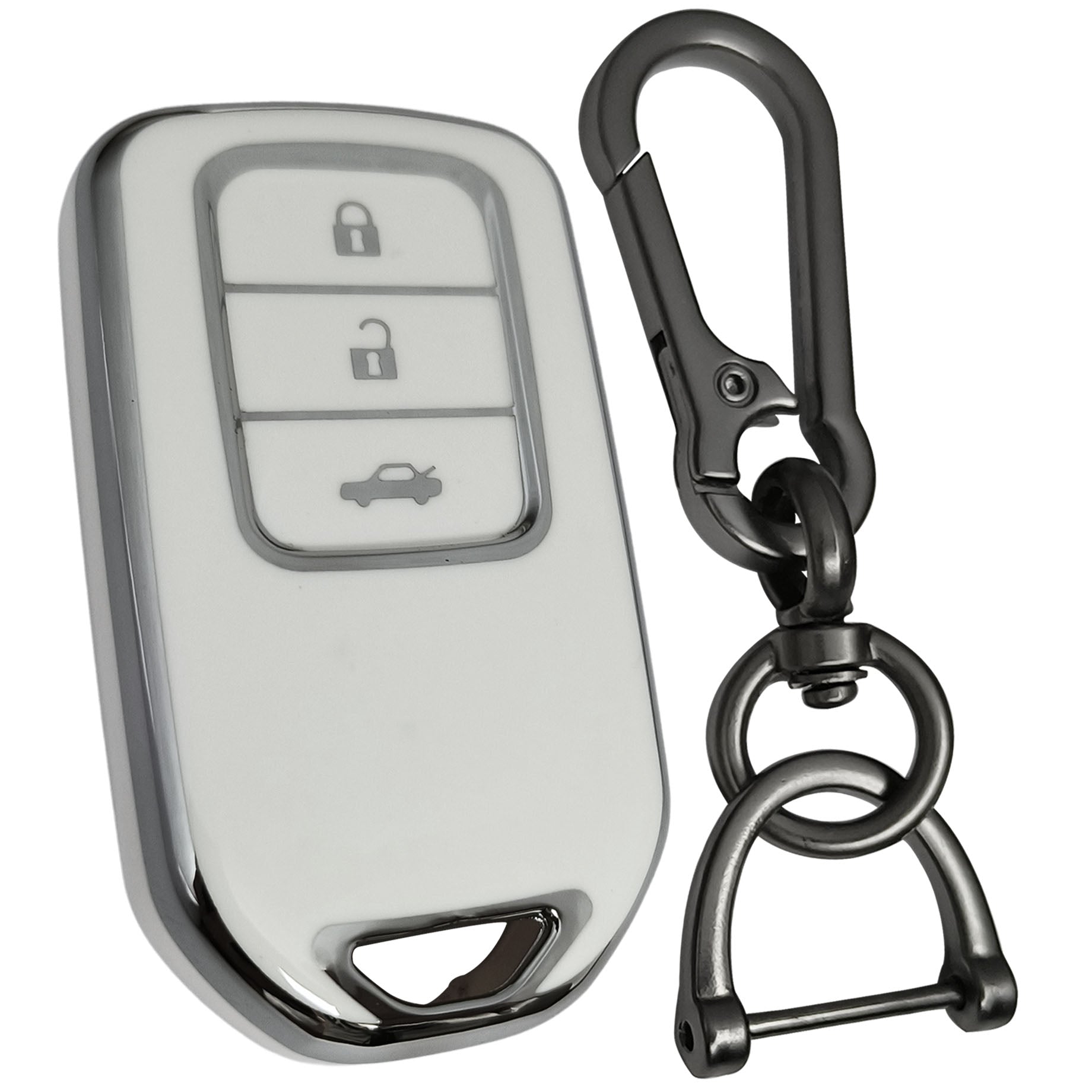 honda accord amaze jazz cr-v wr-v 3b smart tpu white silver key cover keychain