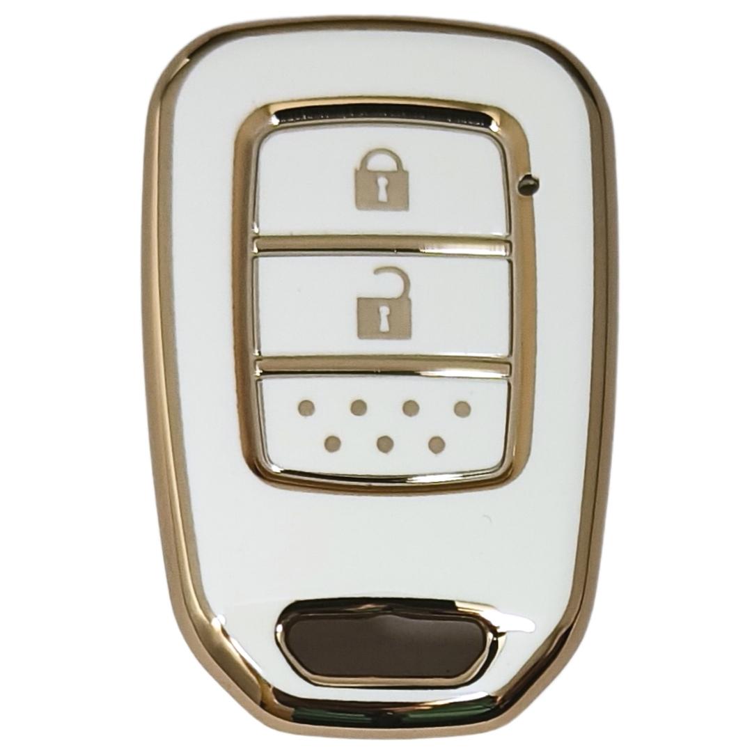 honda city jazz amaze 2 button remote tpu white gold key cover case accessories