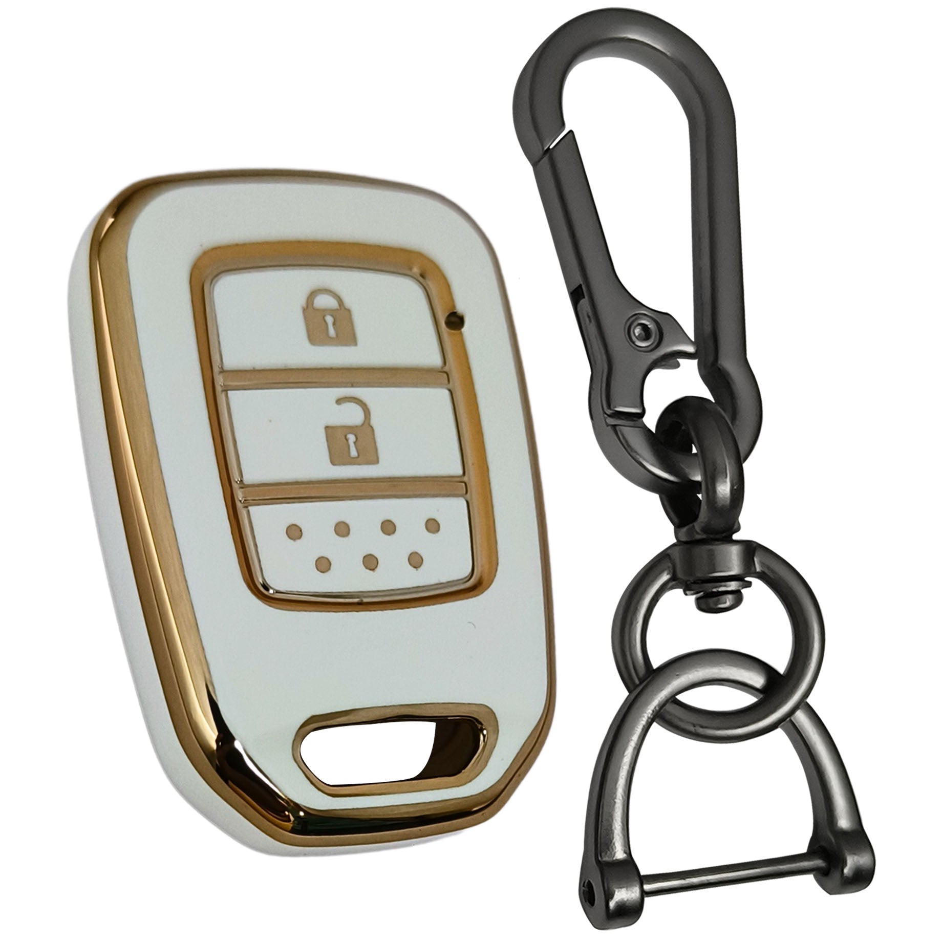 honda city jazz amaze 2 button remote tpu white gold key cover case accessories keychain