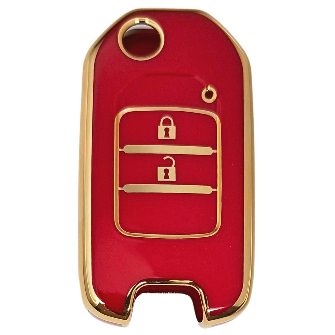 honda city wr-v 2 button flip tpu red gold key accessories