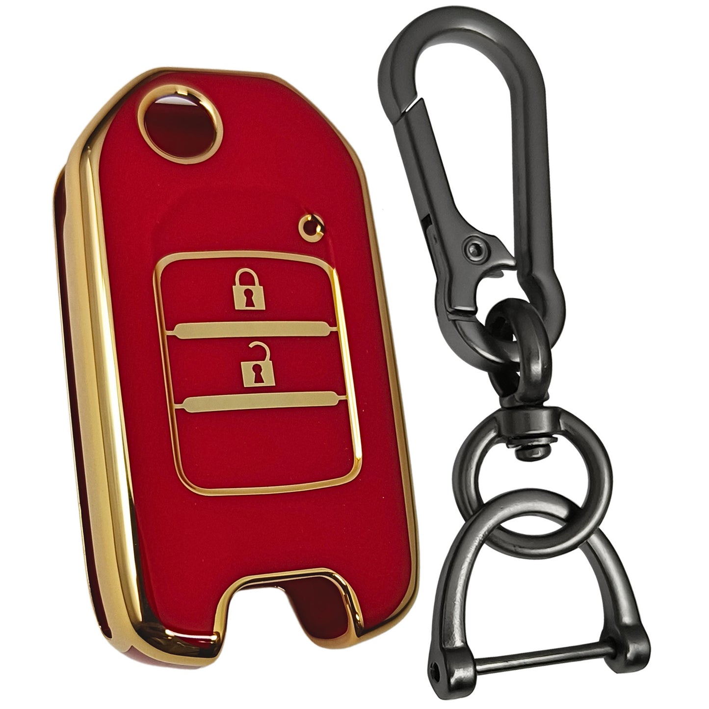 honda city wr-v 2 button flip tpu red gold key accessories keychain