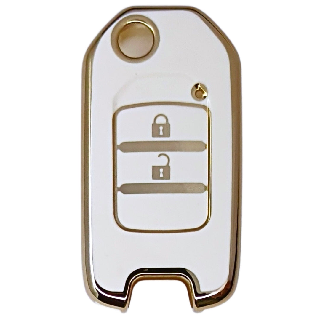 honda city wr-v 2 button flip tpu white gold key cover