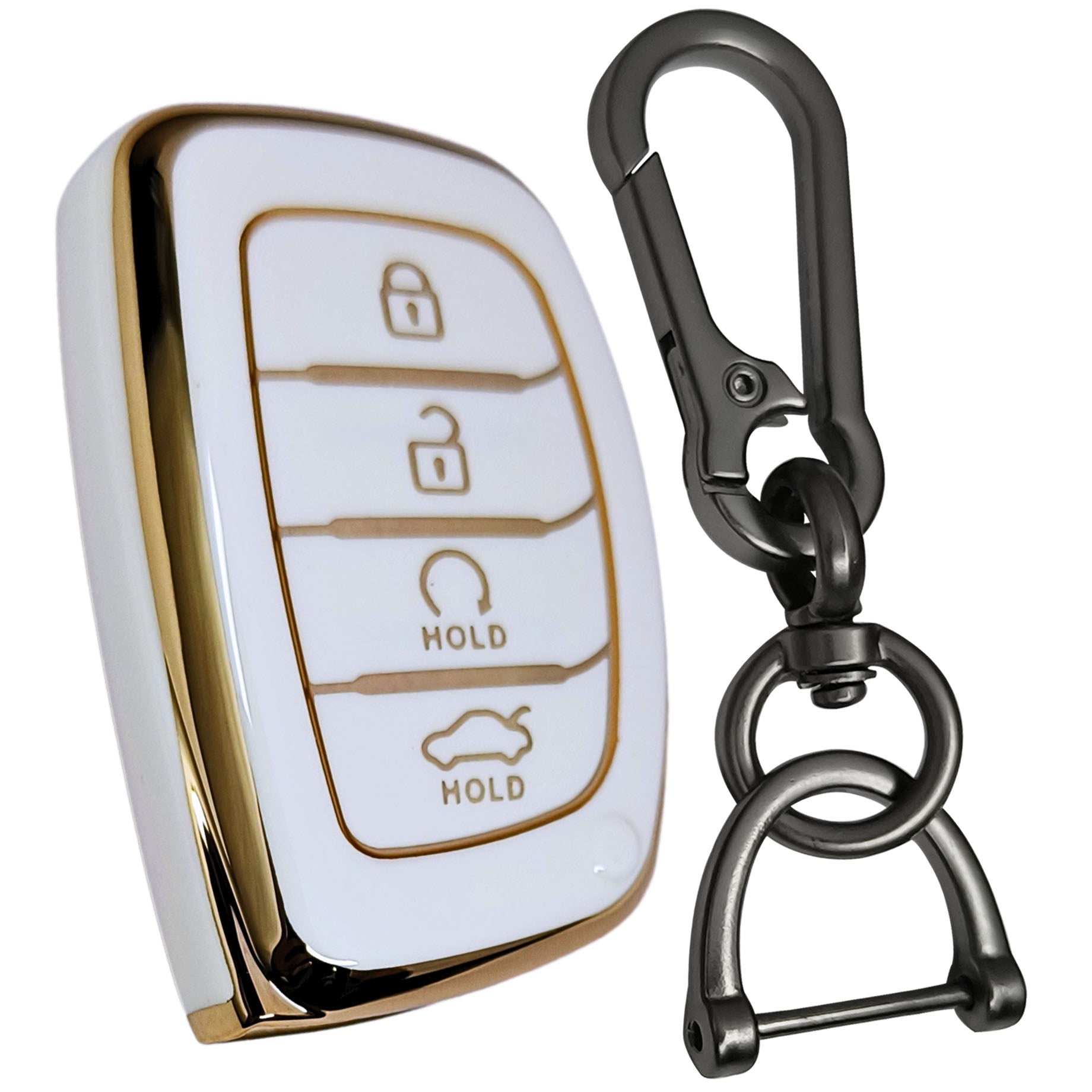 hyundai alcazar creta 4b smart tpu white key cover case keychain