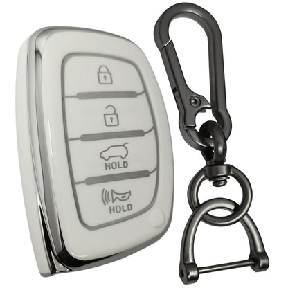 hyundai elantra 4b smart tpu white silver key cover case keychain