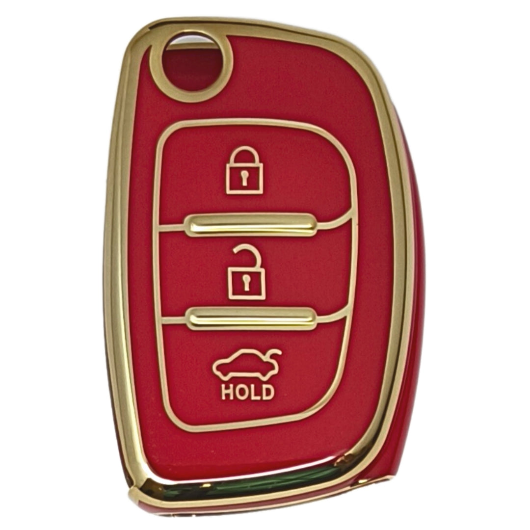 hyundai i20new flip 3b tpu red car key case