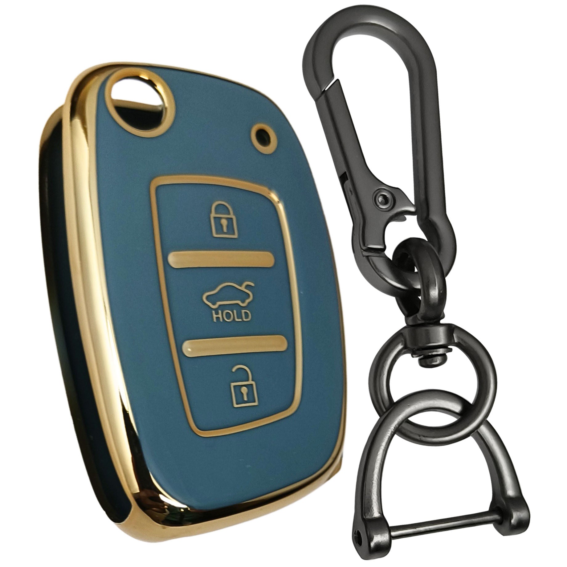 hyundai i20new flip 3b tpu blue key cover case keychain