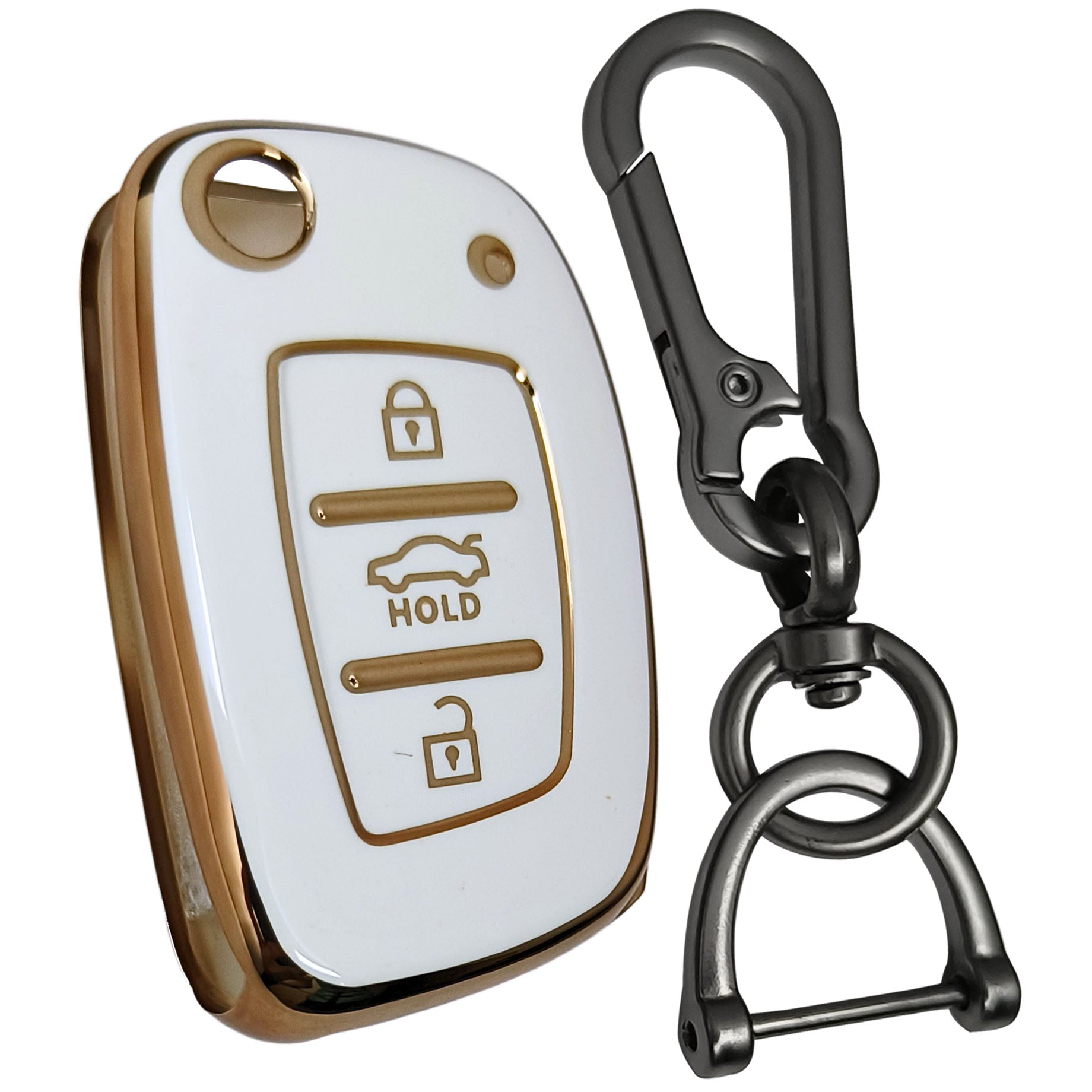 hyundai i20new flip 3b tpu white key case keychain