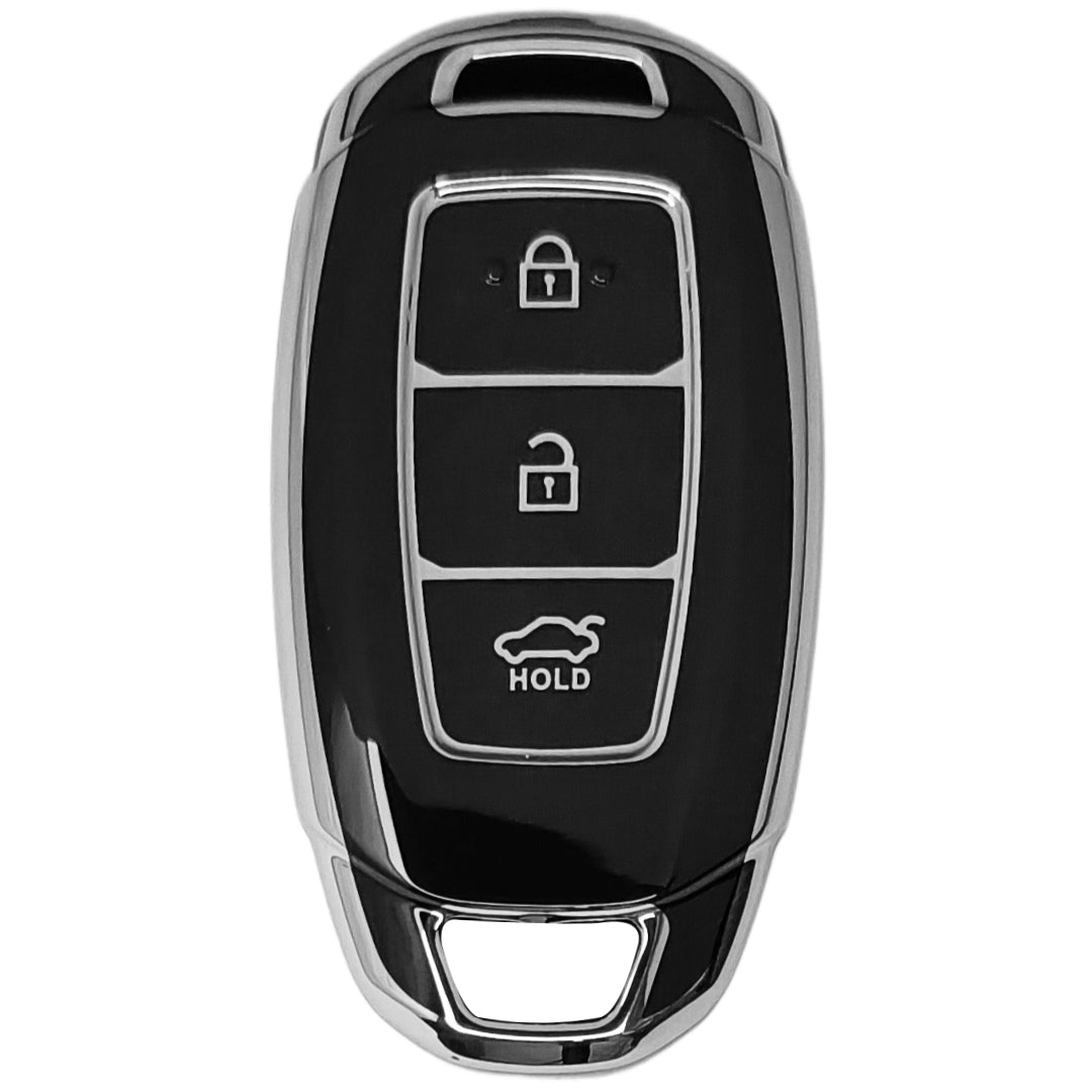 hyundai verna 3b smart tpu black silver car key cover case