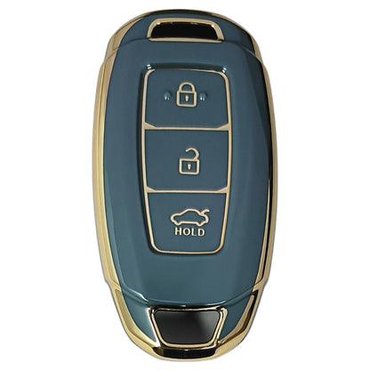 hyundai verna 3b  button smart tpu blue gold key case