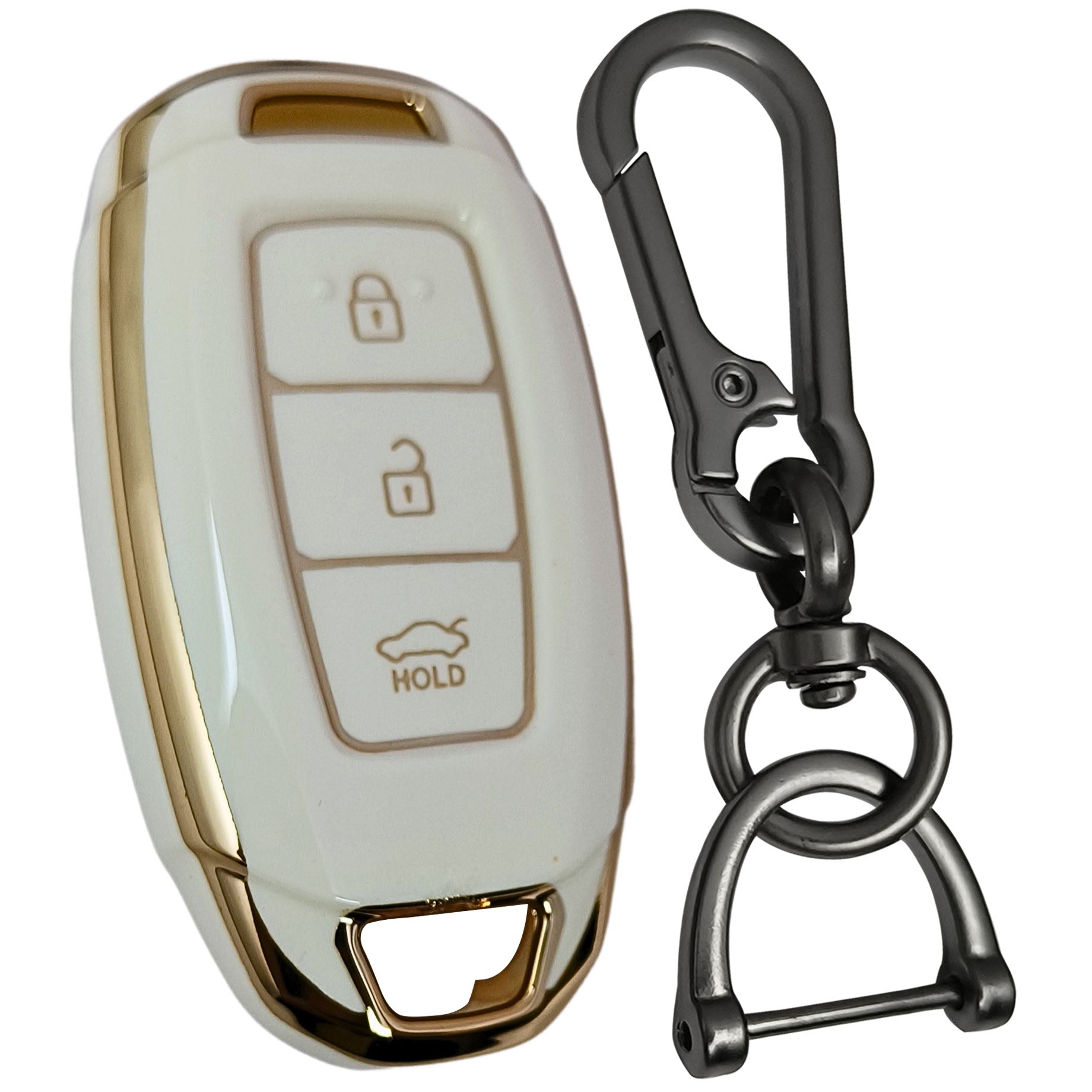hyundai verna 3b smart tpu white gold key cover case accessories keychain