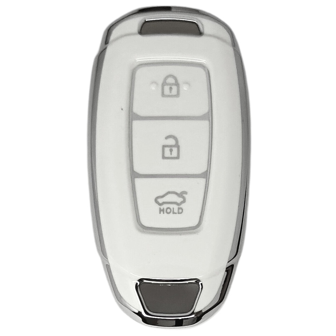 hyundai verna 3b smart tpu white silver key cover case