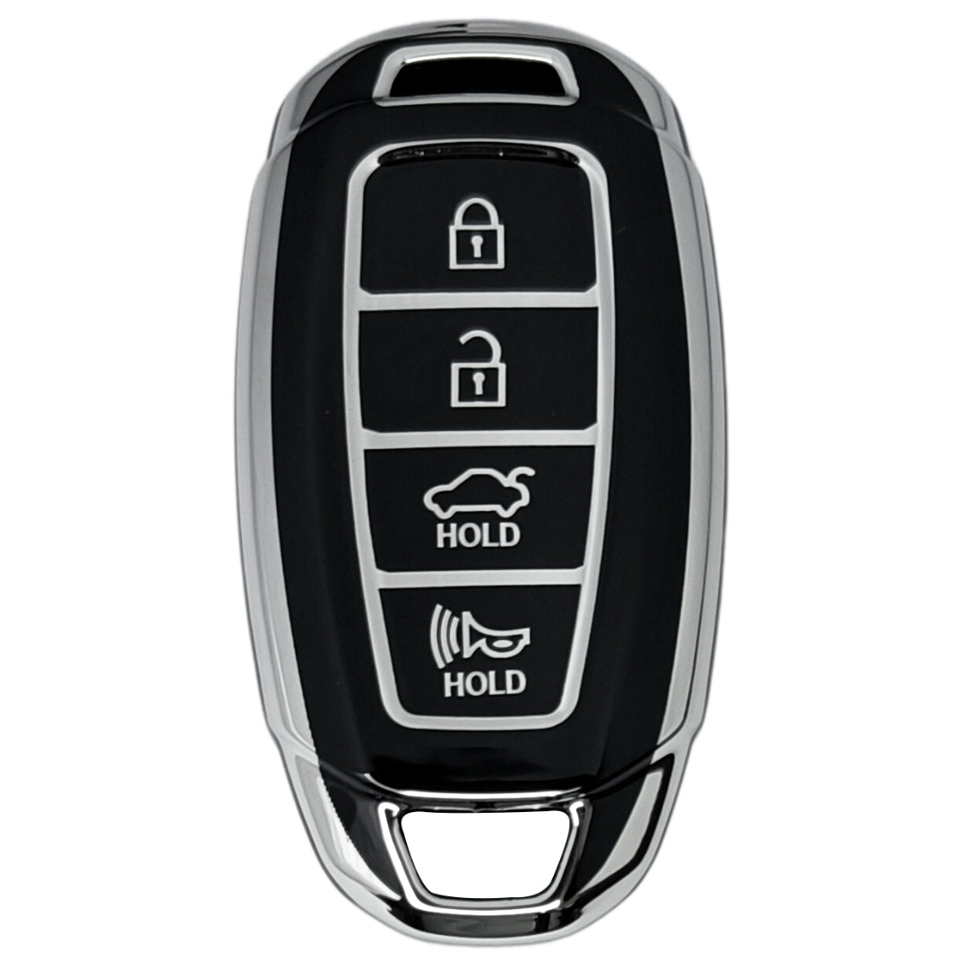 hyundai verna 4b smart tpu black silver car key cover case 