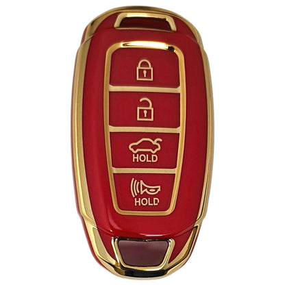 hyundai verna 4 button smart tpu red gold key cover case accessories