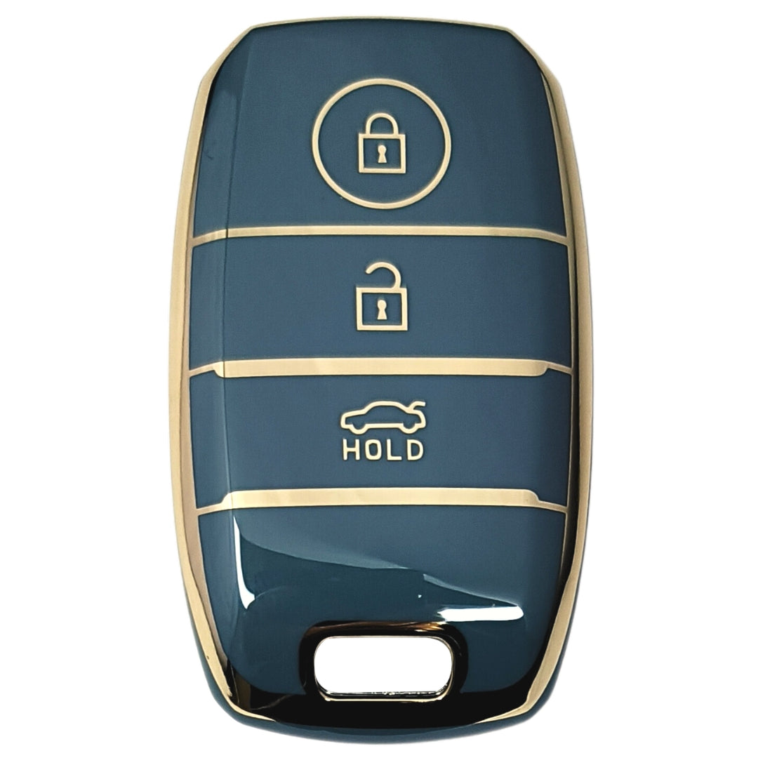 kia seltos smart 3button tpu blue gold key cover accessories