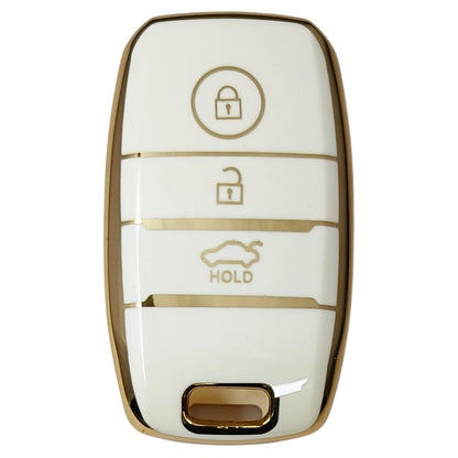 kia seltos smart 3button tpu white gold key cover accessories