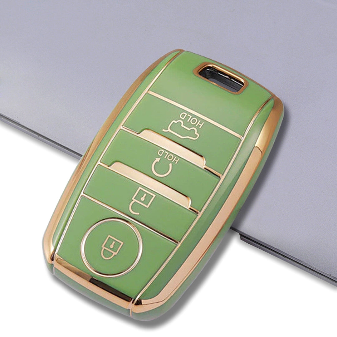 kia seltos hold down 4 button tpu green gold key case