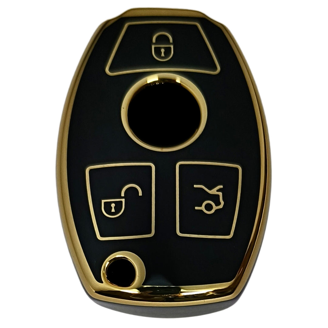 mercedes benz 3b smart tpu black gold car key cover case accessories keychain