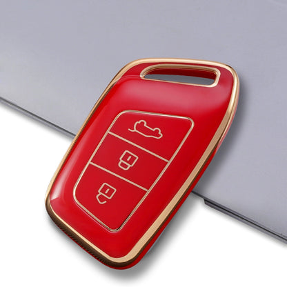 mg hector 3 button smart leather red gold key cover case