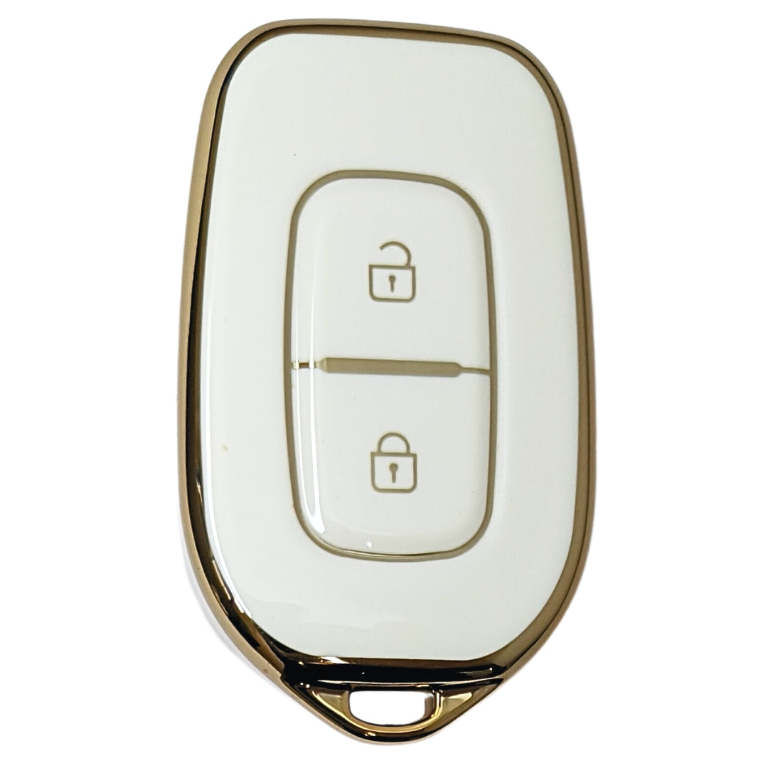 renault kwid kiger duster 2 button remote tpu white gold key cover 