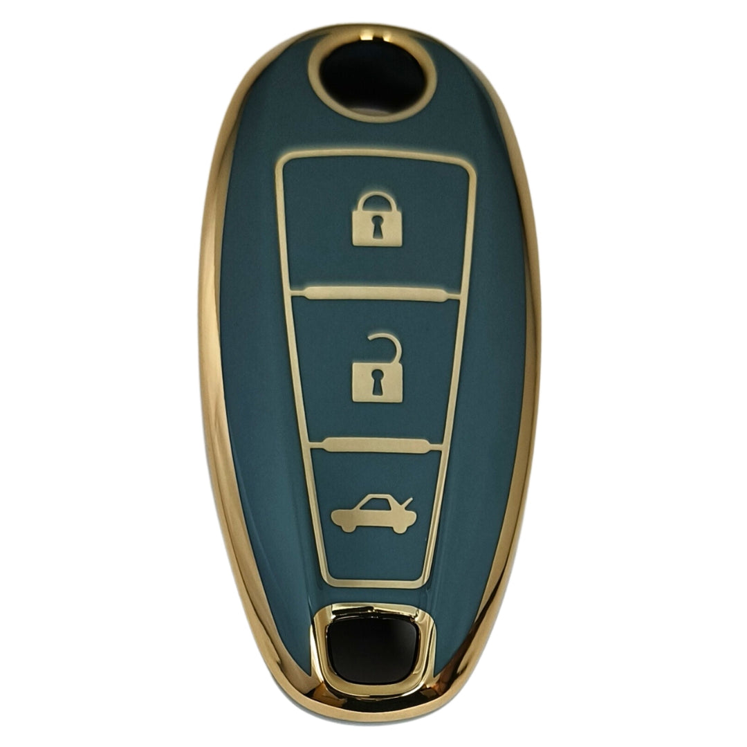 suzuki scross baleno swift urban cruiser 3 button smart tpu blue gold key cover