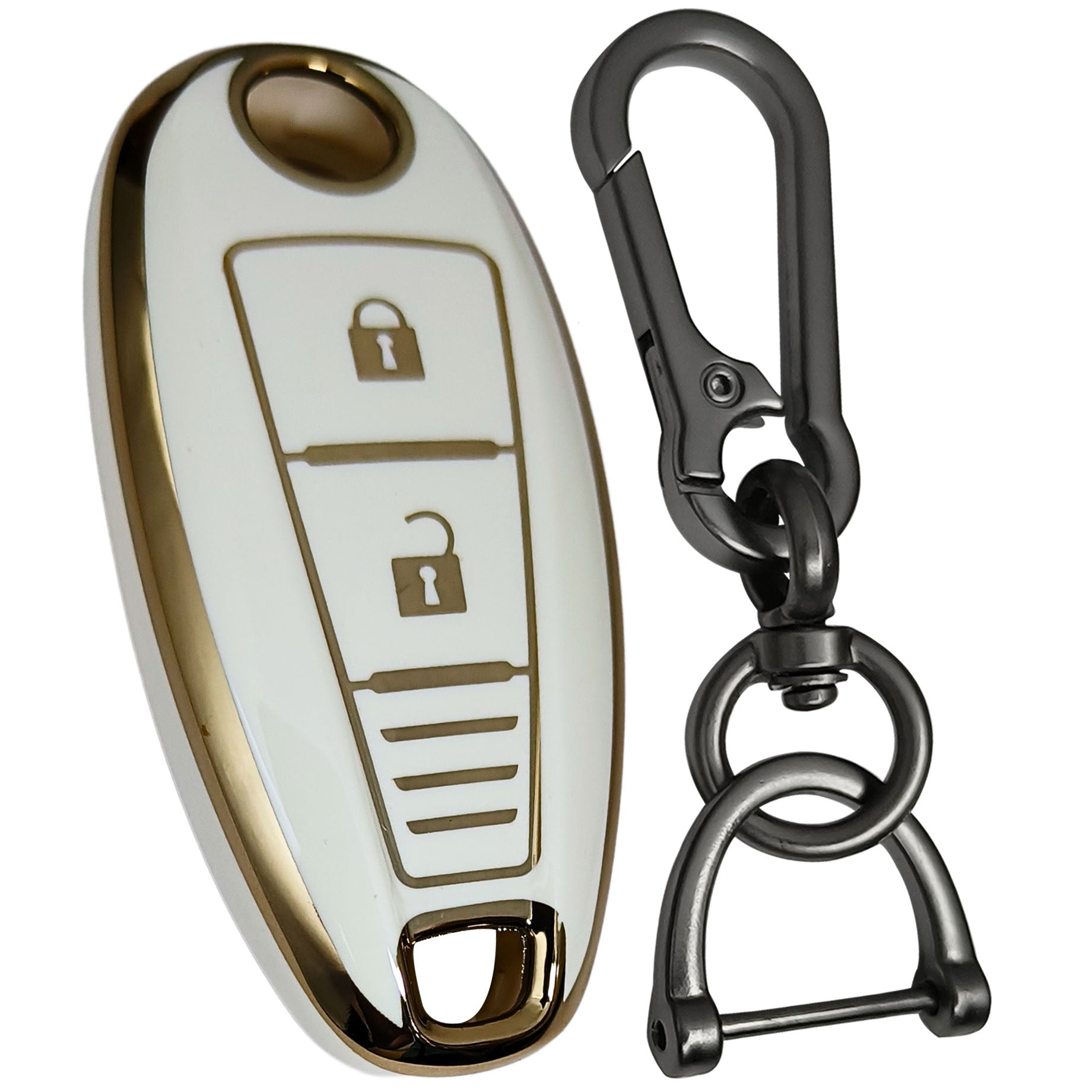 suzuki s-cross baleno brezza ciaz swift 2b smart tpu white gold key case keychain