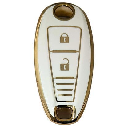 suzuki s-cross baleno brezza ciaz swift 2b smart tpu white gold car key case