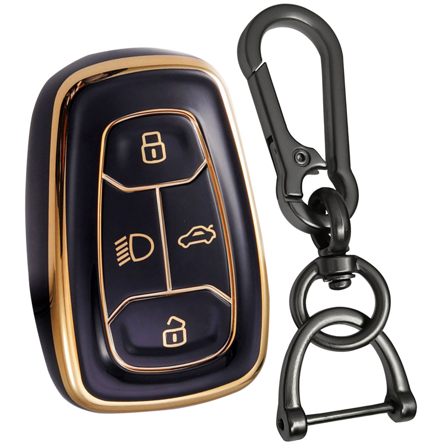 tata nexon harrier safari punch altroz tpu cover black gold key cover case accessories keychain