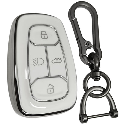 tata nexon harrier safari punch altroz tpu cover white silver key cover case keychain