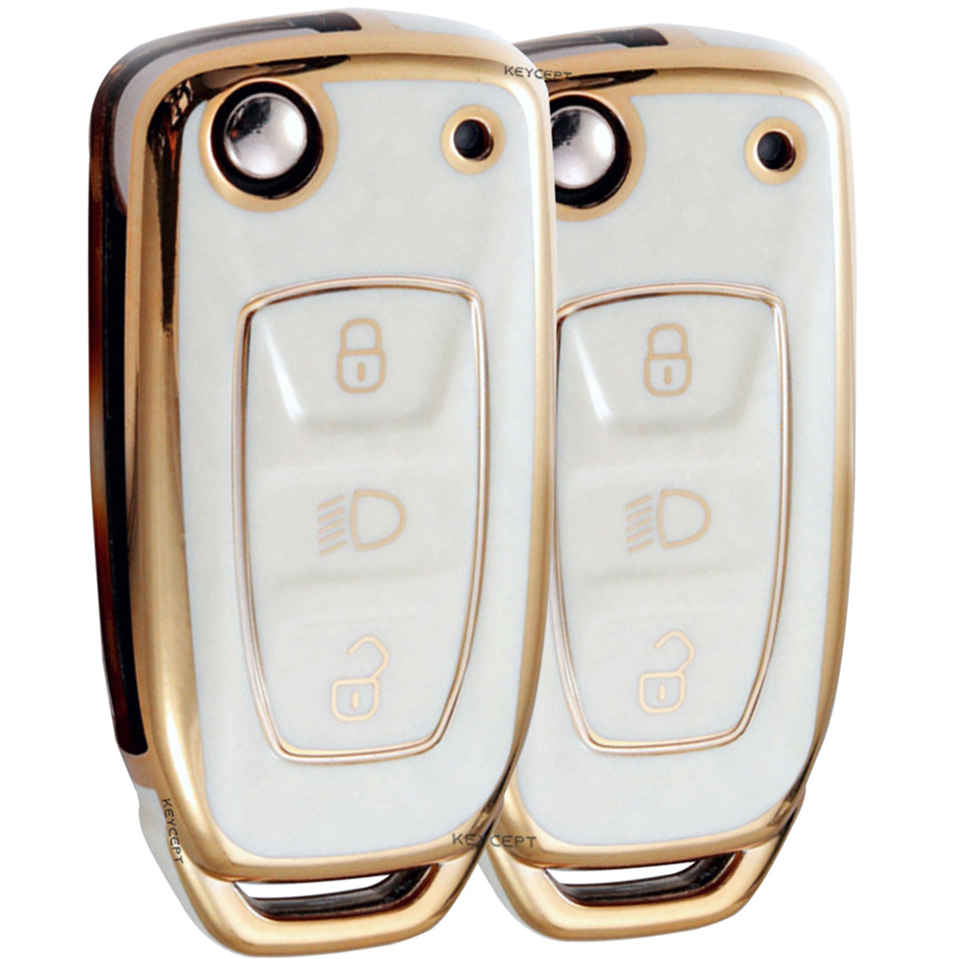 tata zest nexon hexa tiago 3 button flip tpu white and white key cover case accessires