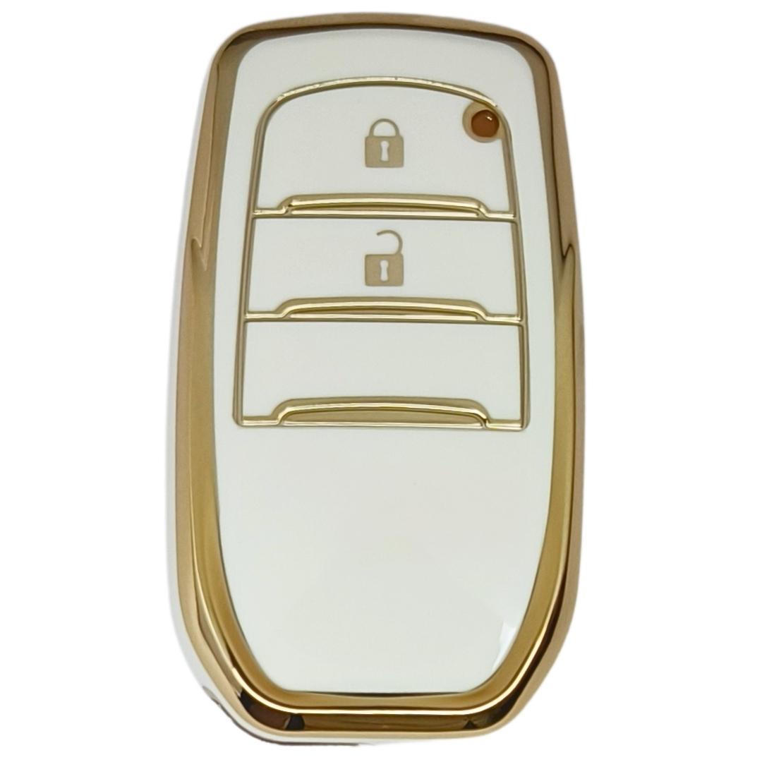 toyota fortuner innova crysta 2 button smart tpu white gold key cover case accessories