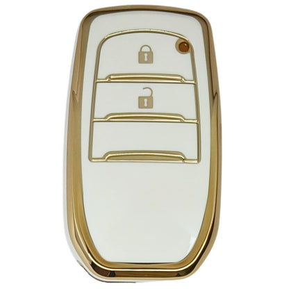 toyota fortuner innova crysta 2 button smart tpu white gold key cover case accessories