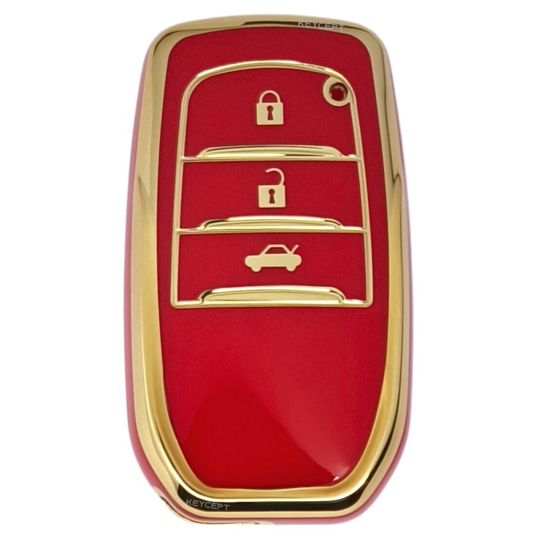 oyota fortuner innova crysta 3 button smart tpu red gold key cover case accessories