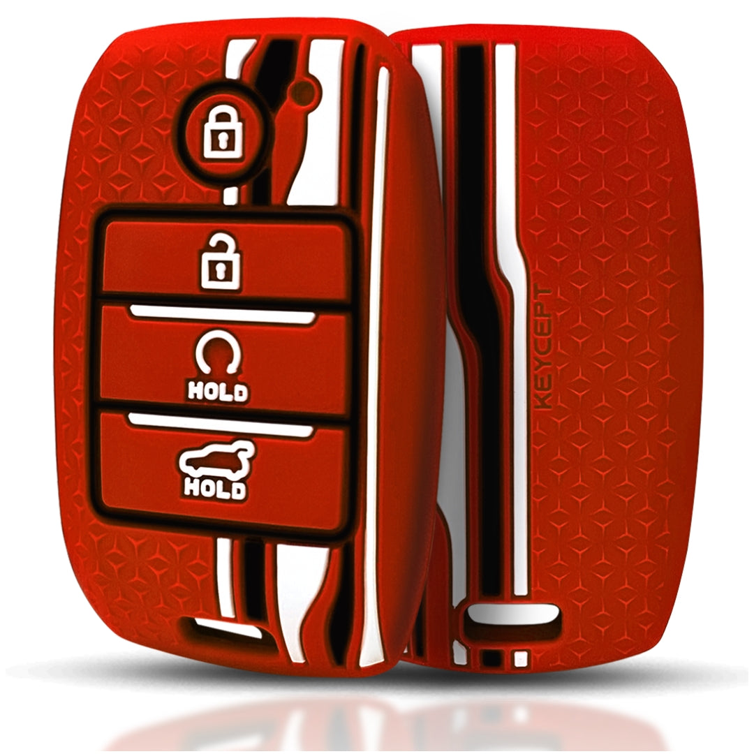 tristar kia 4 button smart key silicone key cover case accessories red