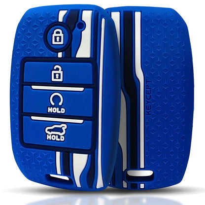 tristar kia seltos sonet 4 button smart key silicone key cover case accessories blue