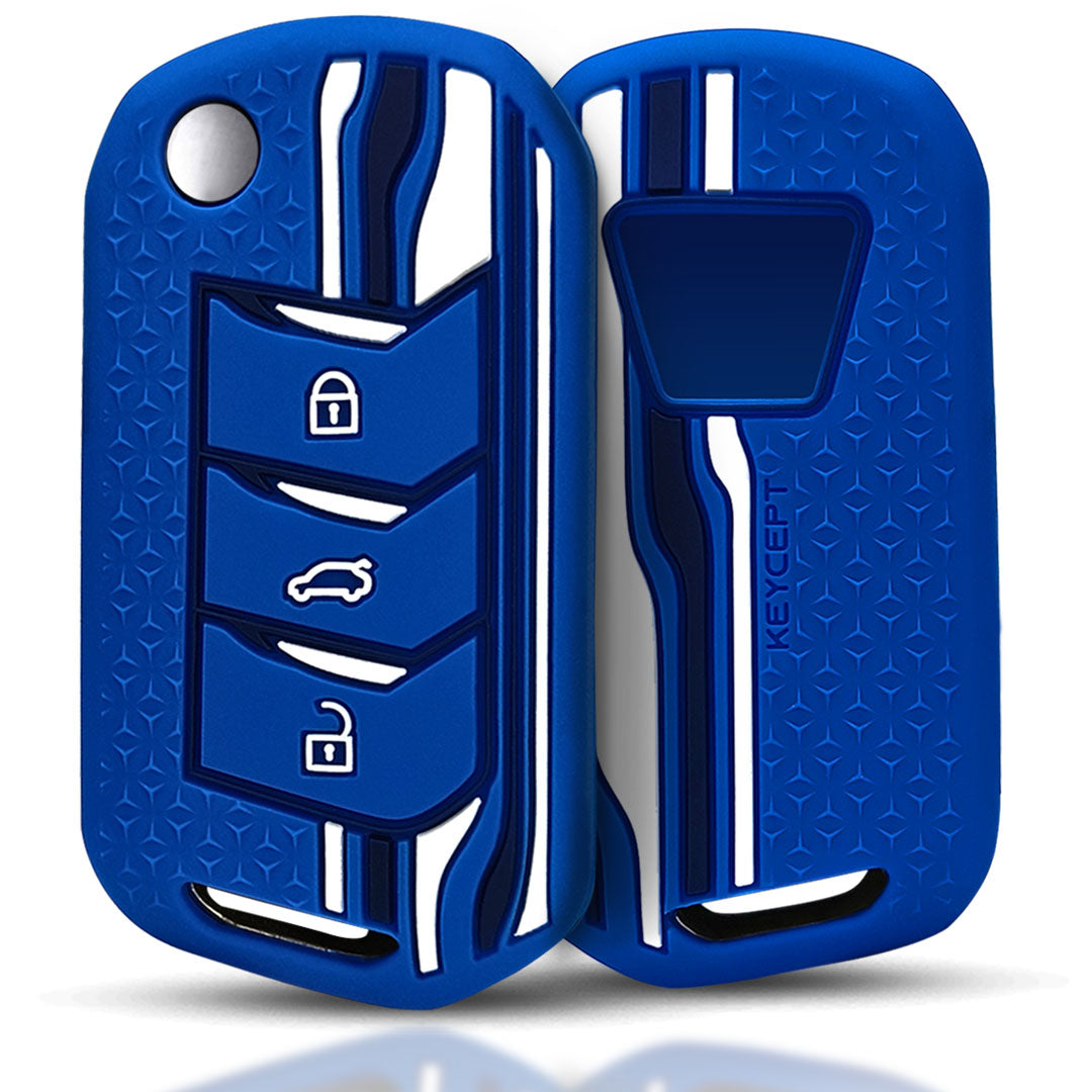 tristar mahindra marazzo 3 button flip key silicone key cover case accessories blue